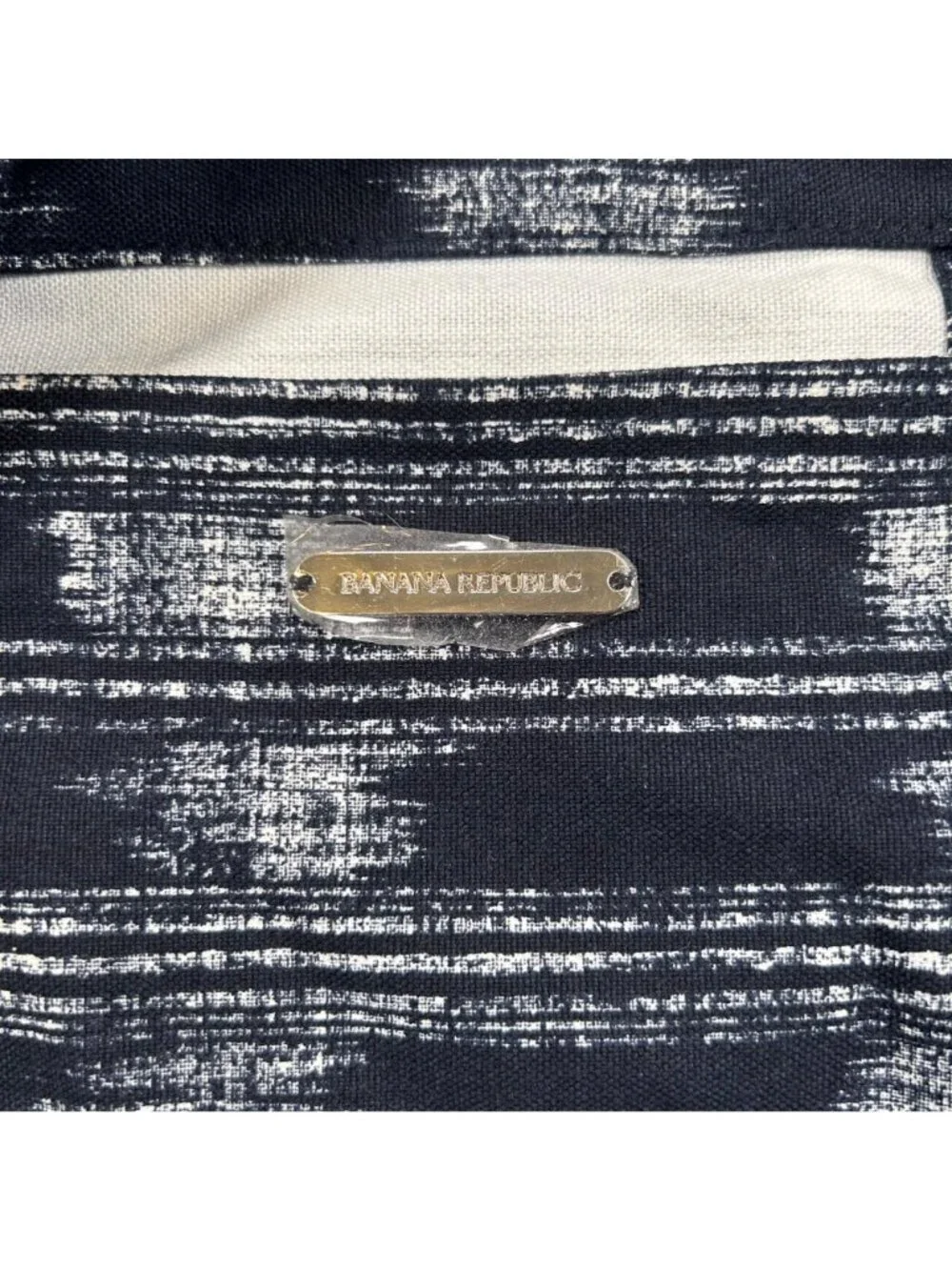 Banana Republic Floral Tote Navy Cream Neutral Work School